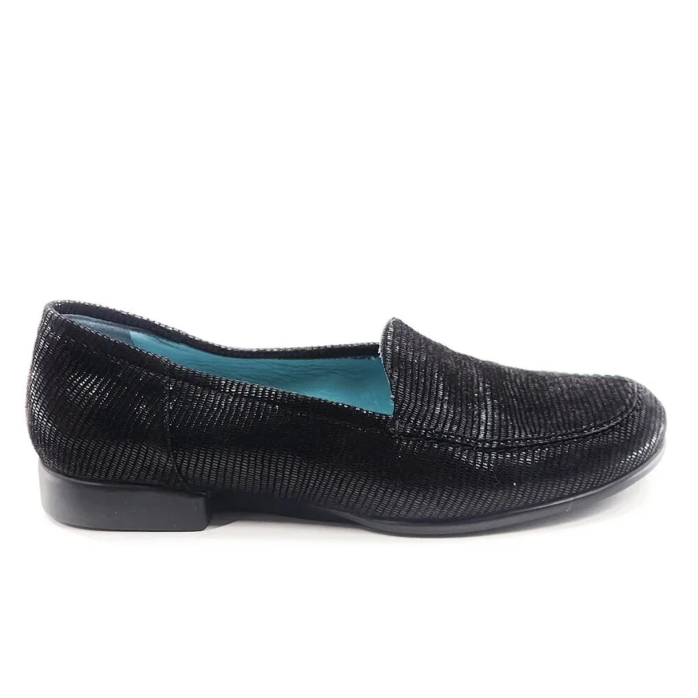 THIERRY RABOTIN Black Shiny Suede Loafer Flats‎ Shoes